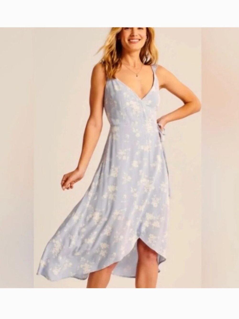 Abercrombie & Fitch Lilac Floral Wrap Midi Dress | Size L